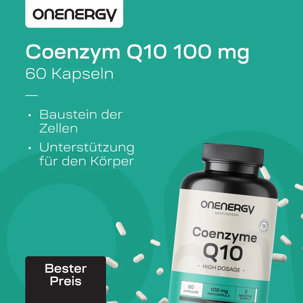 Drei Behälter OnEnergy Coenzym Q10, 100 mg.