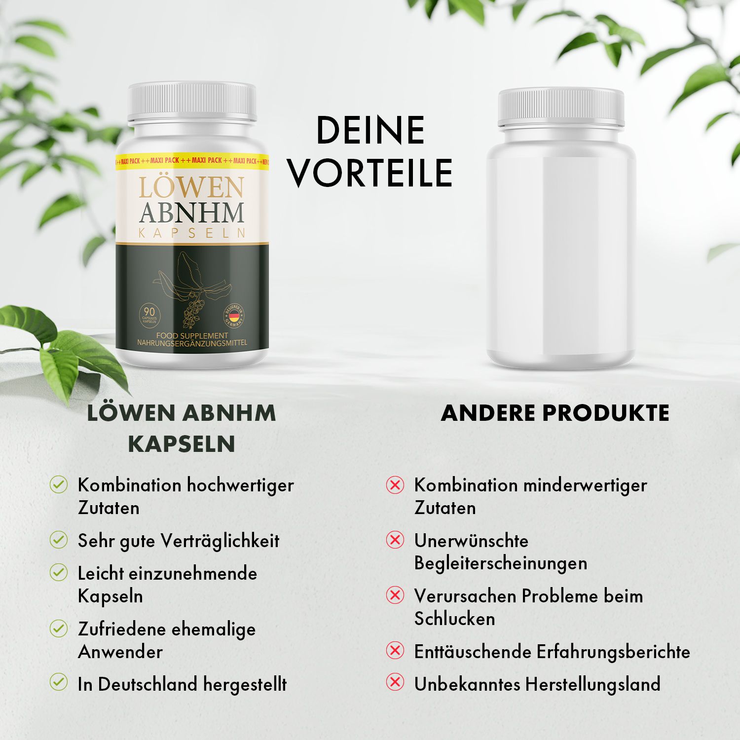 Vergleich Dose LÖWEN ABNEHM KAPSELN mit anderen Produkten. Vorteile: Hochwertige Zutaten, verträglich.