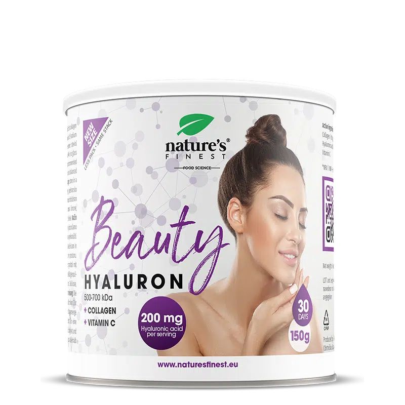 Dose 'Nature's Finest Beauty Hyaluron' mit Kollagen und Vitamin C, 150g, 30 Tage.