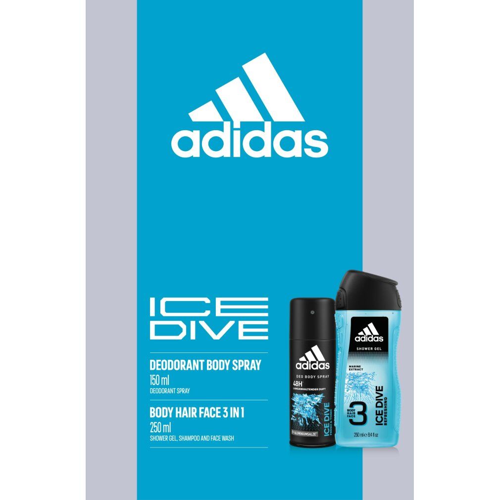 Adidas Ice Dive Geschenkset (Deodorant Spray +Duschgel )