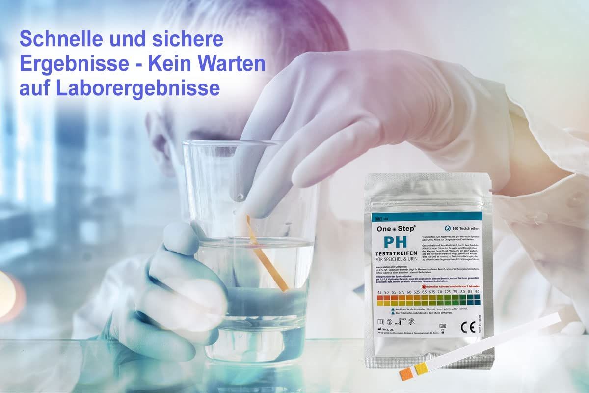 100 One+Step pH Teststreifen für Urin UND Speichel - Selbsttest zur Ermittlung des ph Werts