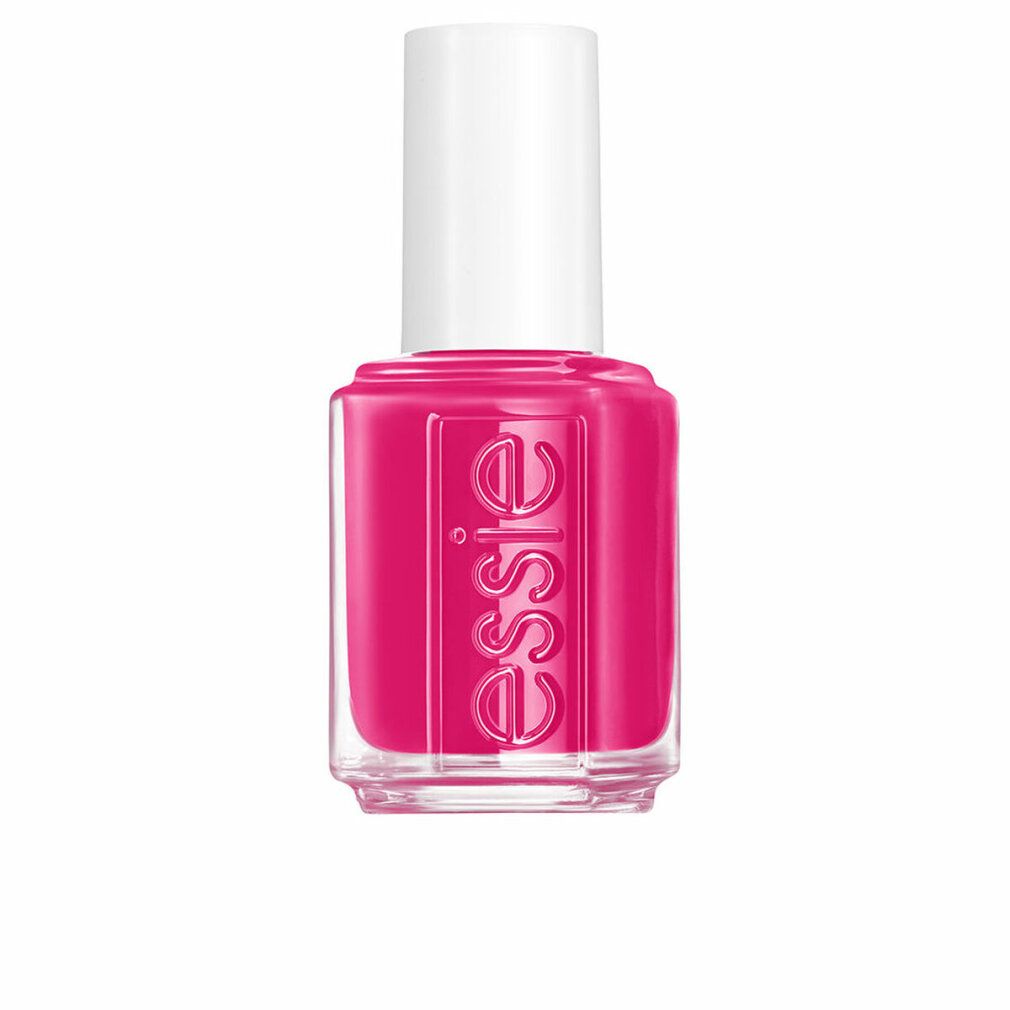 Nagellackflasche mit weißem Deckel. Rosa Nagellack. Aufschrift "essie".