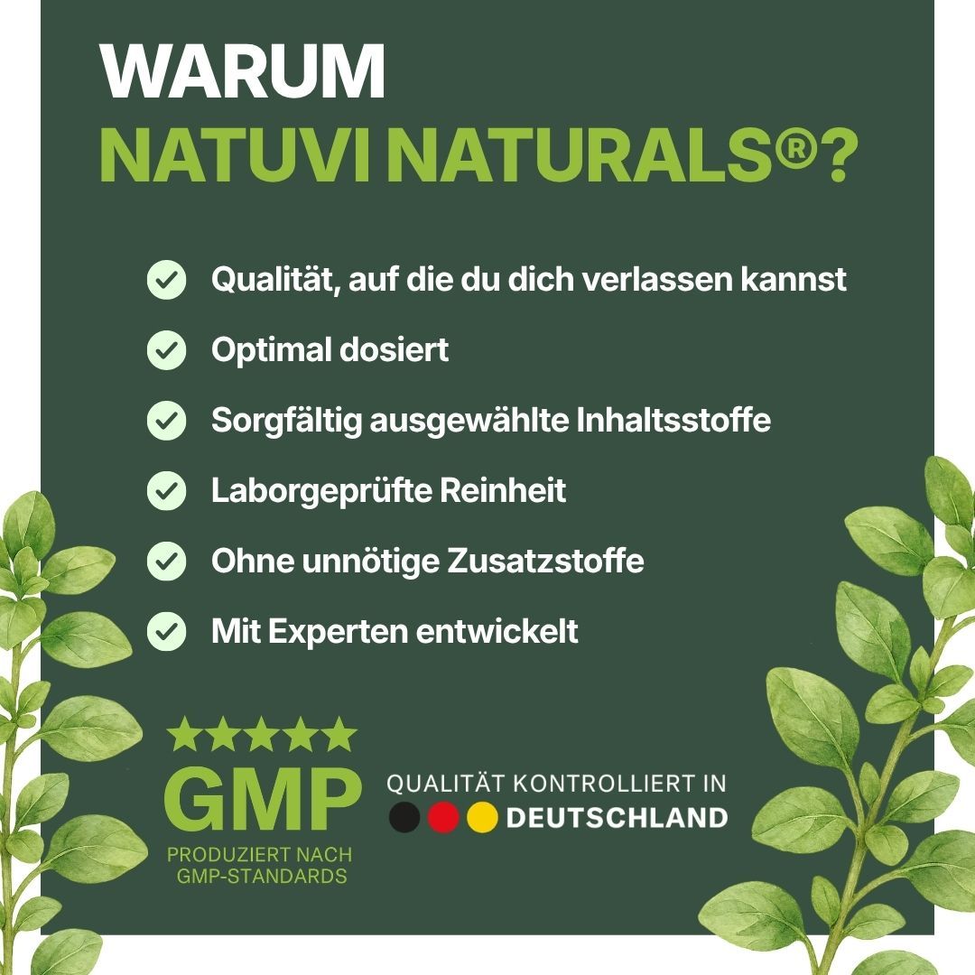 GMP-Zertifizierung und "Qualität kontrolliert in Deutschland" Siegel für NATUVI NATURALS.