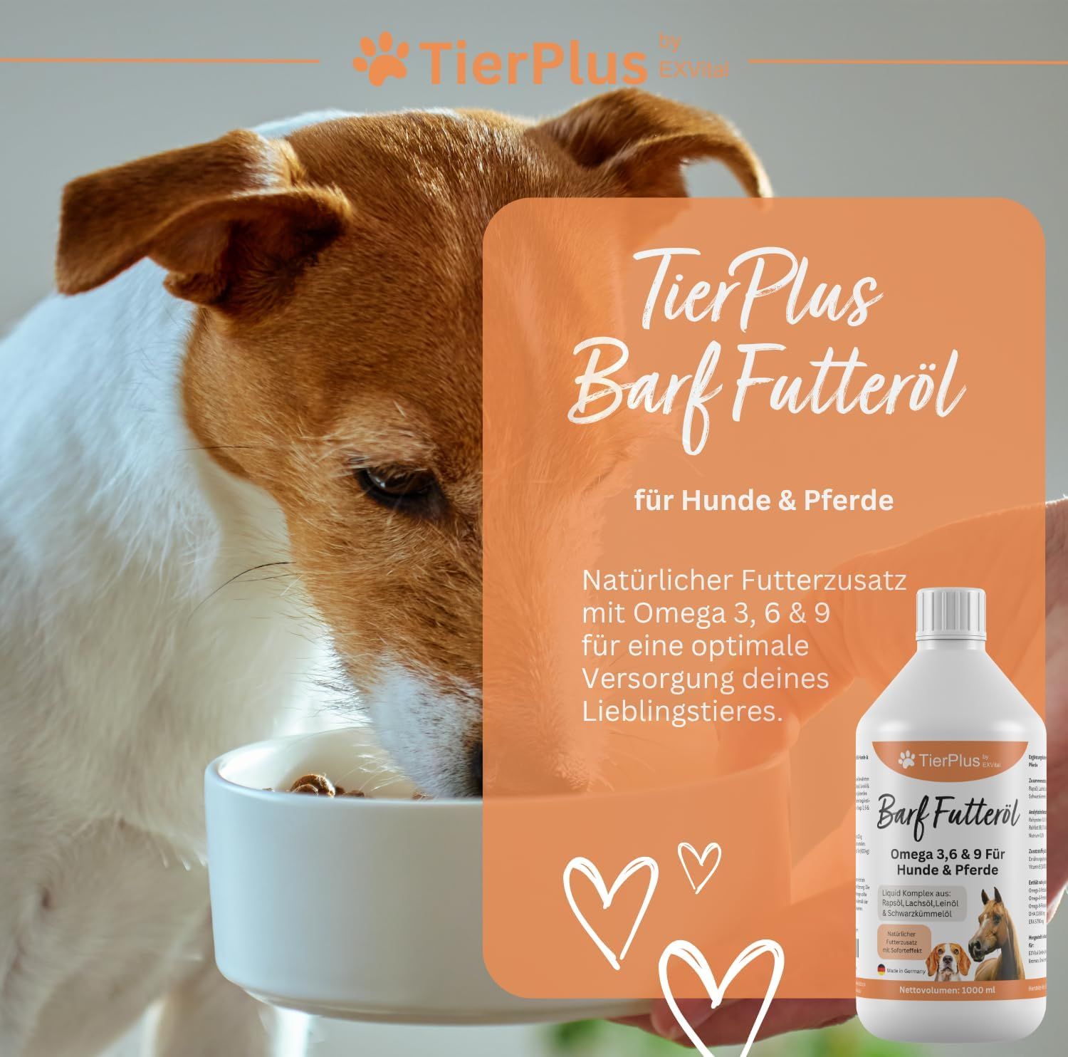EXVital® TierPlus Barf Futteröl für Hunde & Pferde