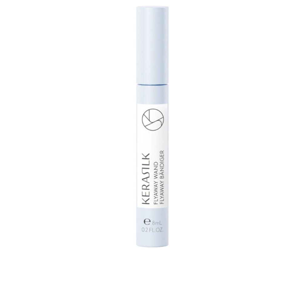 Kerasilk Flyaway Wand. Zylindrische, hellblaue Tube mit weißem Etikett. Logo und Produktname. Volumen: 8ml/0.2 FL.OZ.