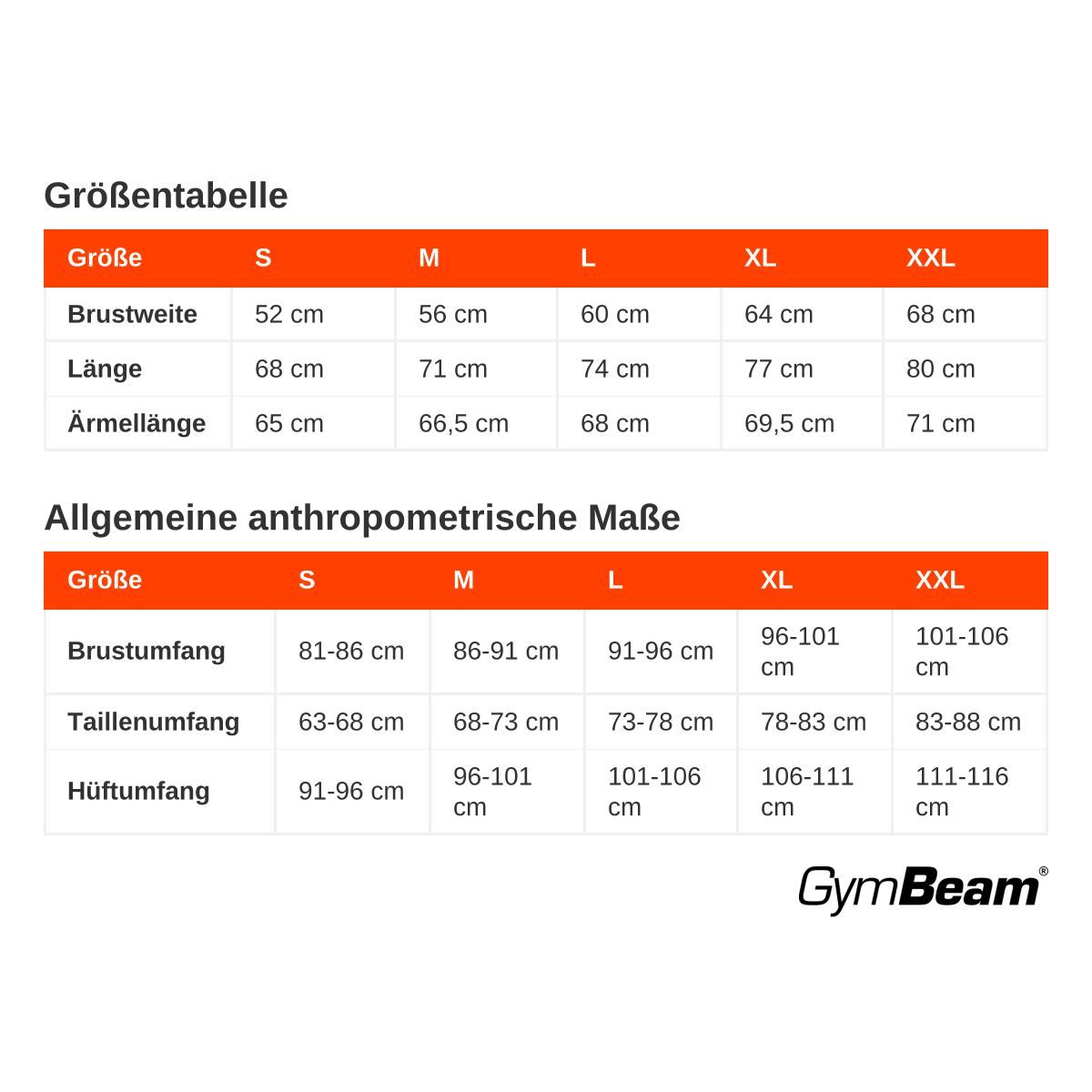 Größentabelle für Herren Pullover PRO: Maße für Brust, Länge und Ärmel in cm.