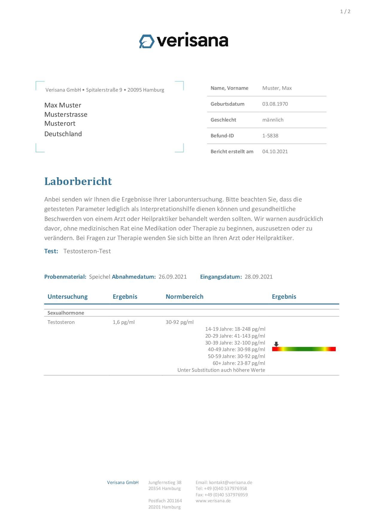 Verisana Testosteron Test