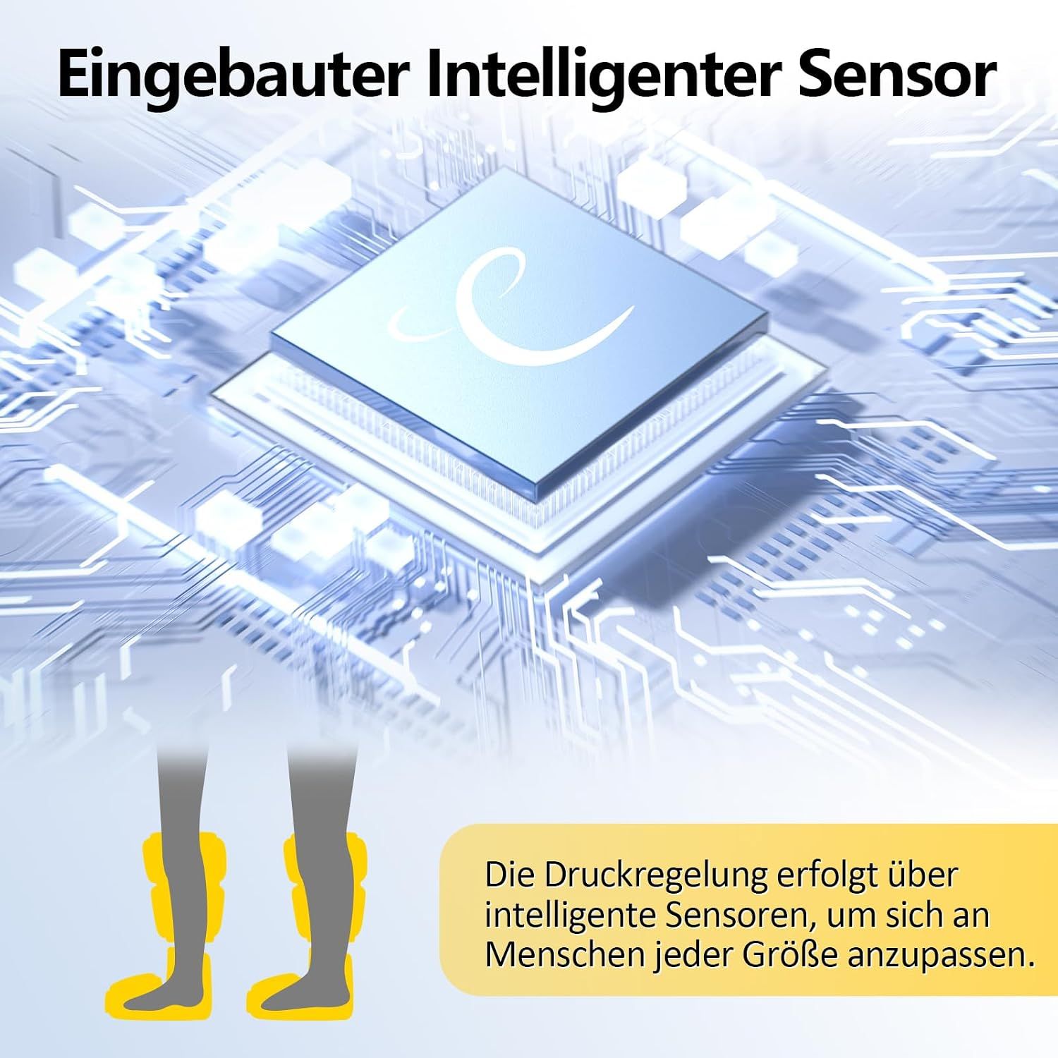 Intelligenter Sensor zur Druckregelung für Massagegeräte, passt sich jeder Körpergröße an.