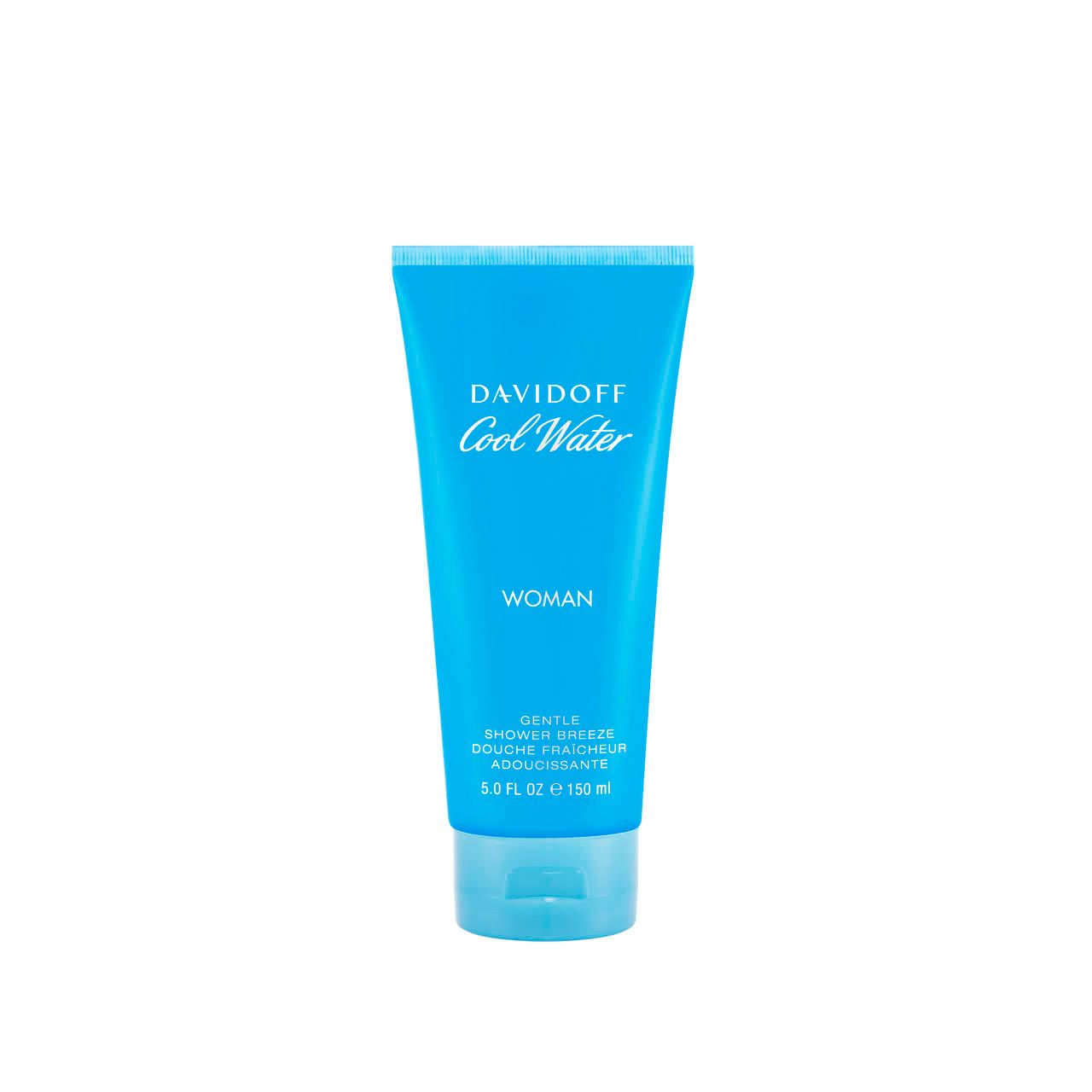Davidoff Cool Water Woman Shower Breeze. Blaue Tube. Text: Davidoff, Cool Water, Woman, Shower Breeze. 150 ml.