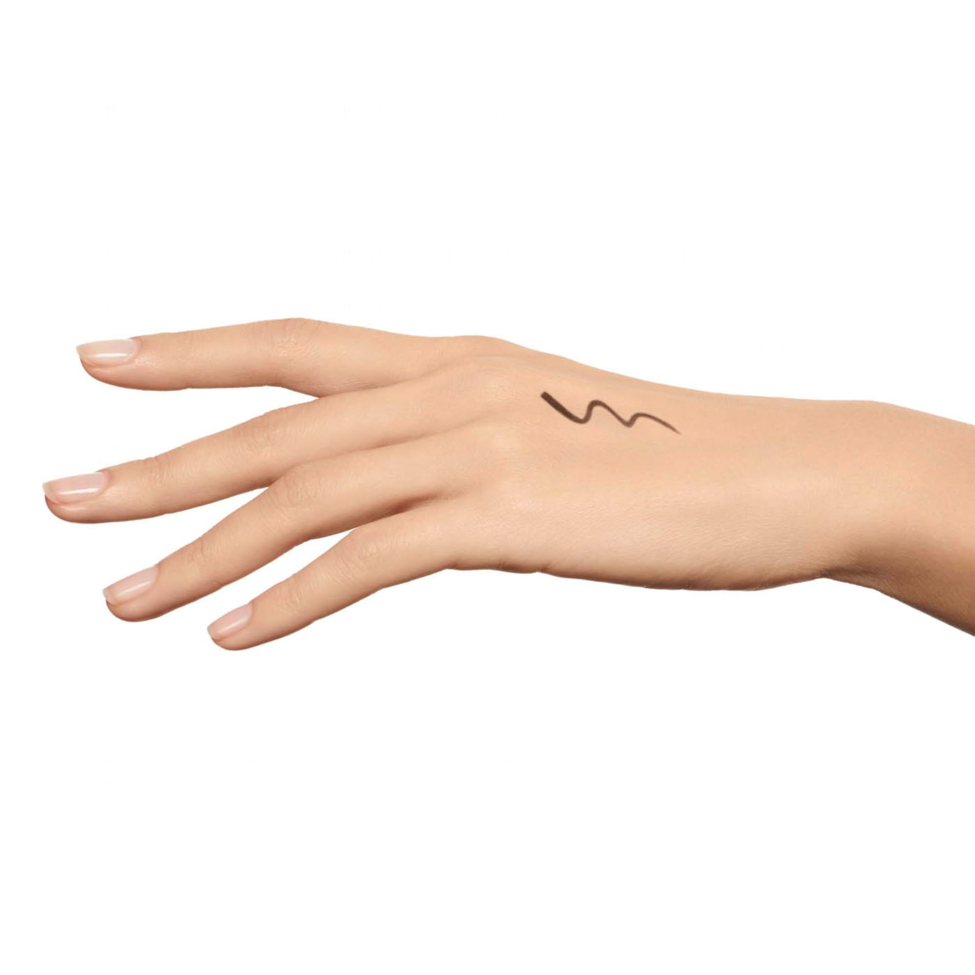 Hand mit dunklem Strich auf der Haut. Der Strich ist wellenförmig.