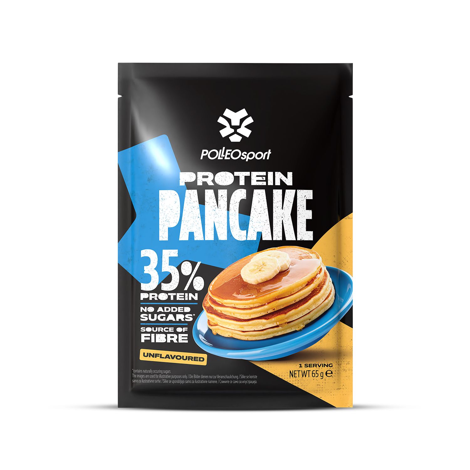 PoloSport Protein Pancake Mix: 35% Protein, ohne Zuckerzusatz, Ballaststoffquelle. 65g Beutel.