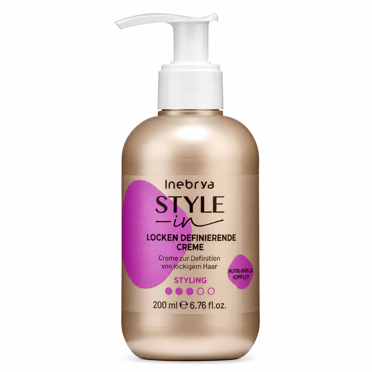 Goldene Flasche mit Pumpe, Inebrya Style-in Locken definierende Creme, 200 ml.