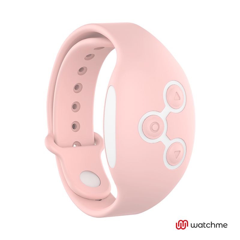 Rosa Armband mit Fernbedienung und drei Tasten.