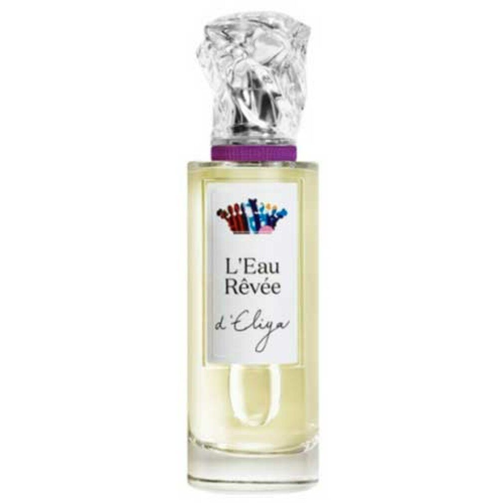 Parfümflasche mit klarem Glas, gelber Flüssigkeit und einem facettierten Deckel.