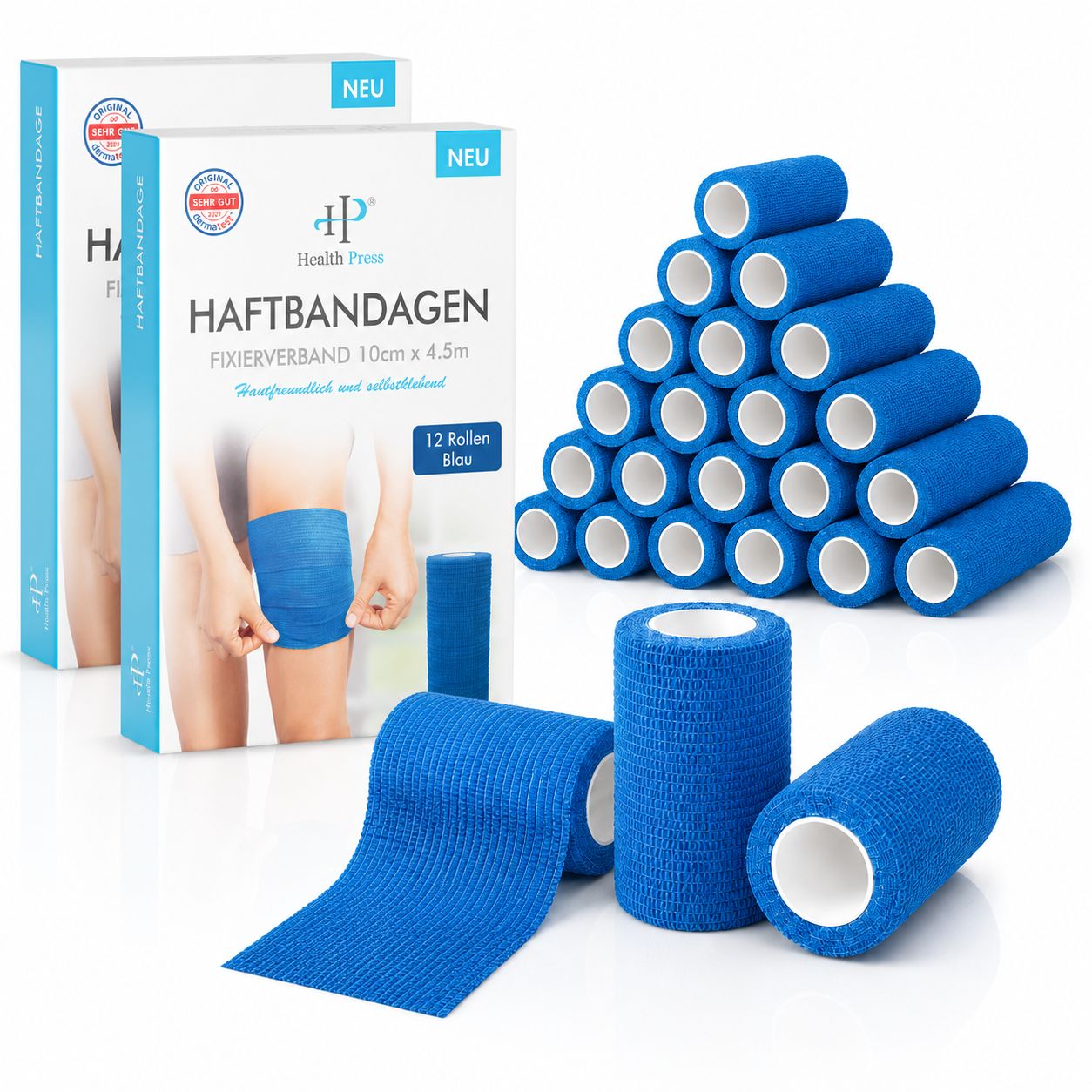 Health Press Haftbandage – Selbstklebender Verband 10cm x 4,5m
