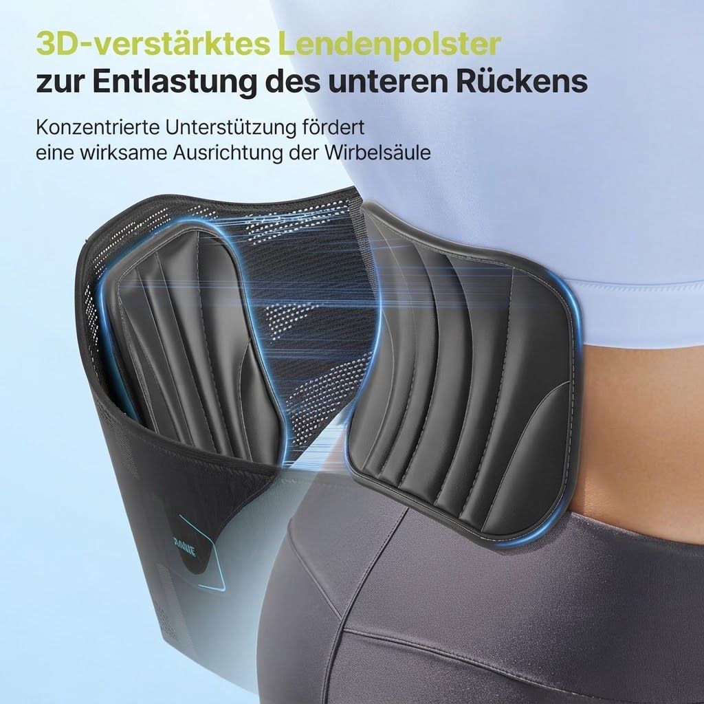 3D-verstärktes Lendenpolster zur Entlastung des unteren Rückens.