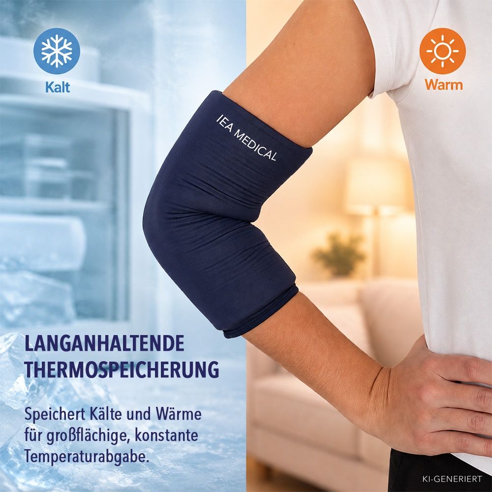 IEA Medical Kühlmanschette speichert Kälte und Wärme für konstante Temperaturabgabe.