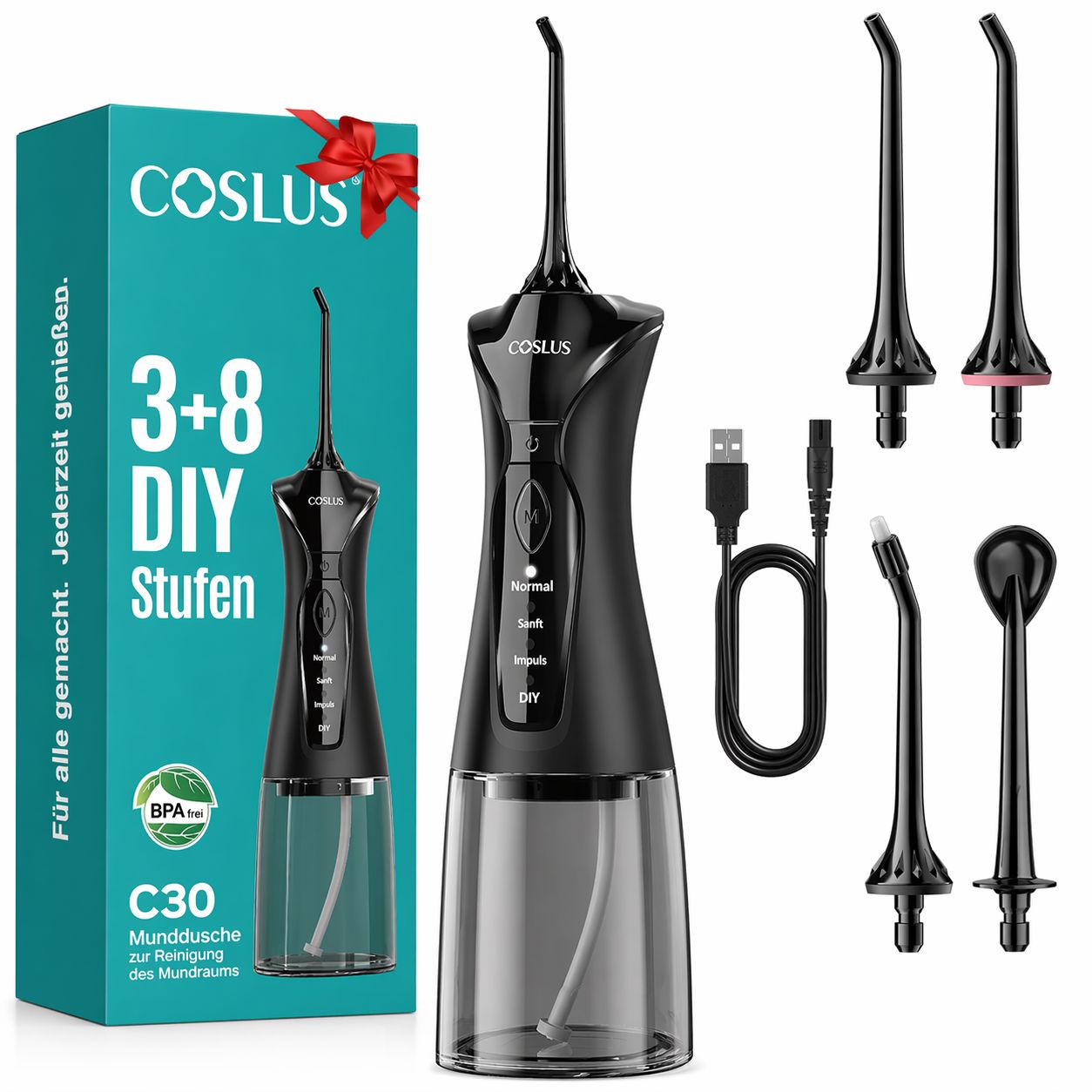 COSLUS  Munddusche Kabellos Elektrischer Zahnreiniger