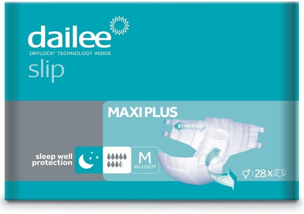 Dailee Slip Maxi Plus Packung. Türkis-weiß. Größe M, 80-135cm. 28 Stück. Schlafschutz.