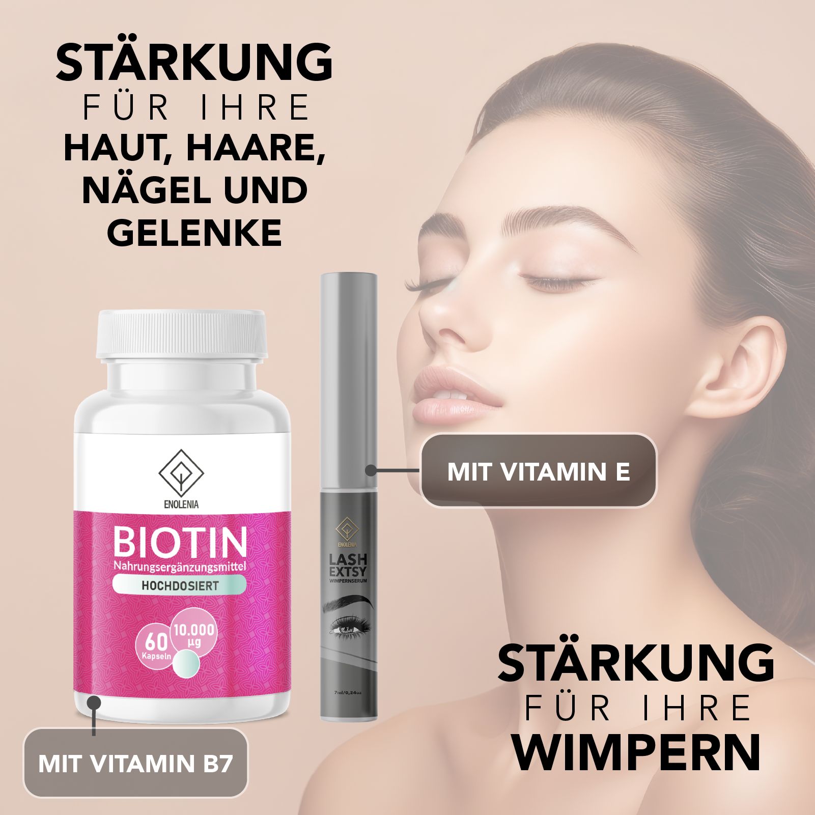 Enolenia® | Wimpernserum & Biotin Kapseln | die einzigartige KOMBI