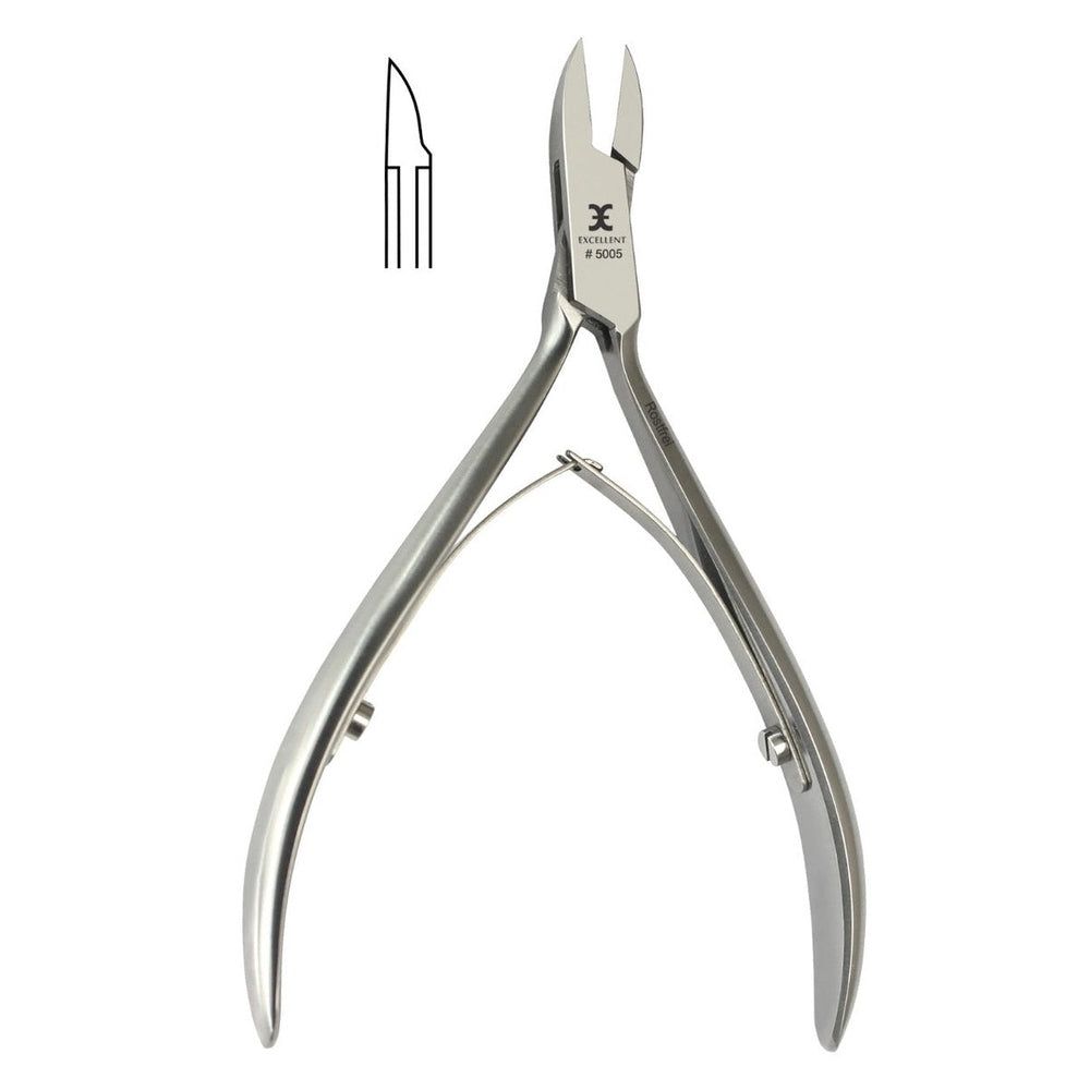 Edelstahl-Nagelzange mit schlanker, spitzer Klinge und ergonomischem Griff.