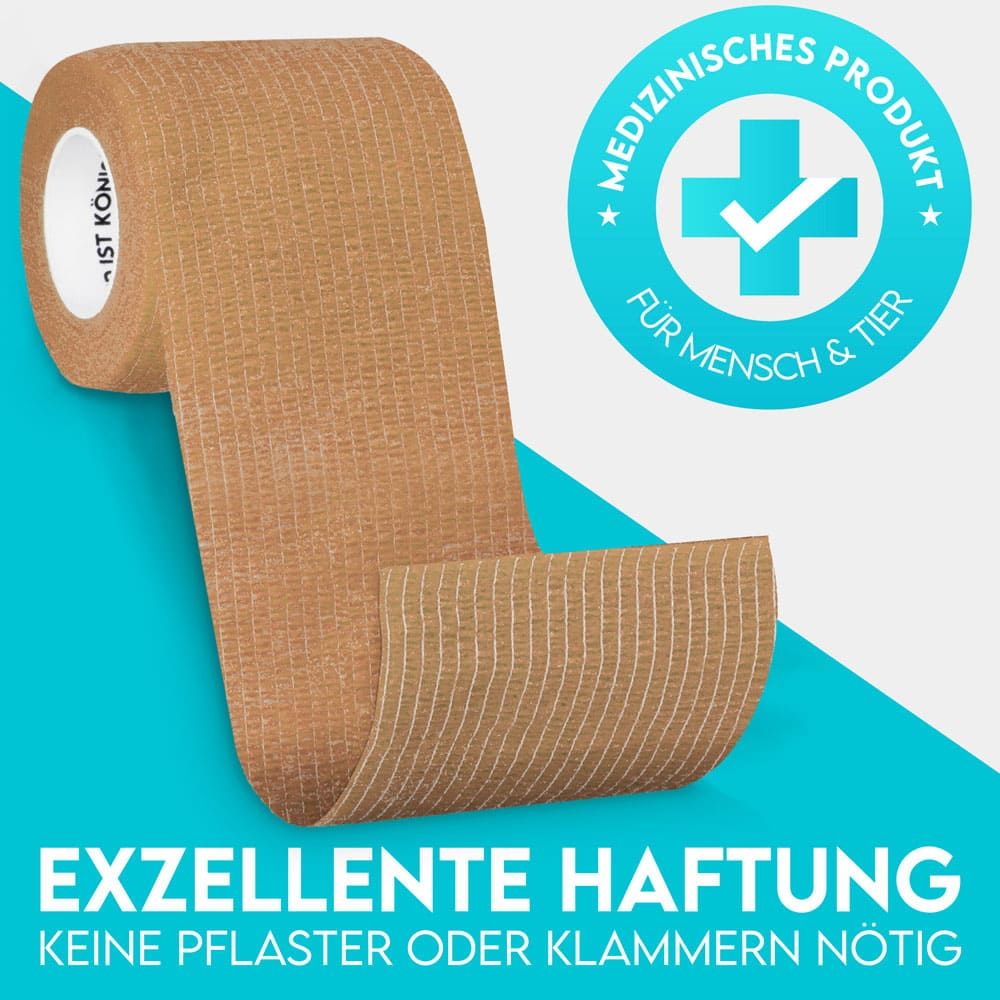 HUND IST KÖNIG® Verband selbstklebend, Fixierbinde 12x4,7m Selbstklebende Bandage für Mensch & Tier