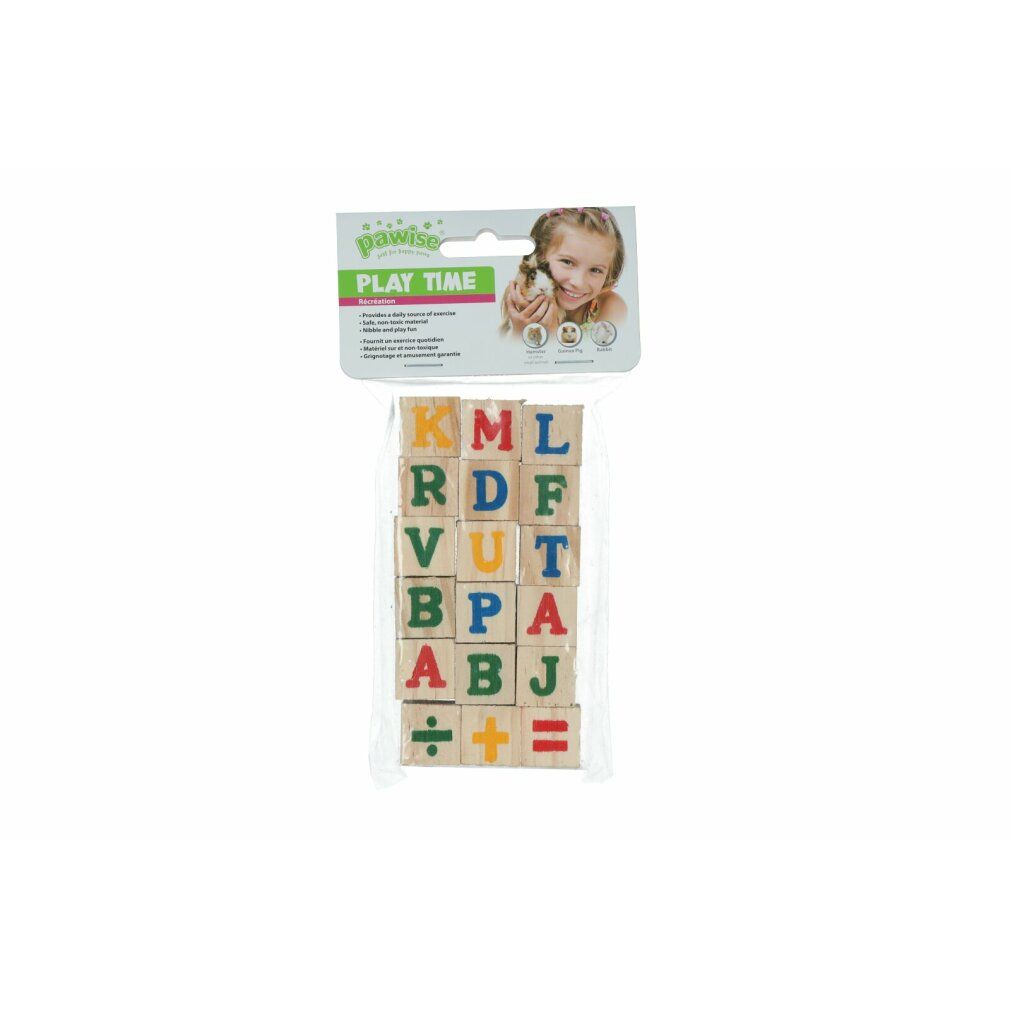 Spielblöcke in Plastikverpackung. Blöcke mit Buchstaben und Symbolen. Aufdruck "PLAY TIME".