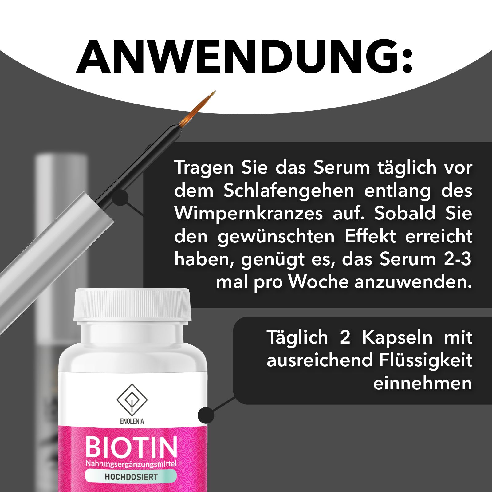 Enolenia® | Wimpernserum & Biotin Kapseln | die einzigartige KOMBI