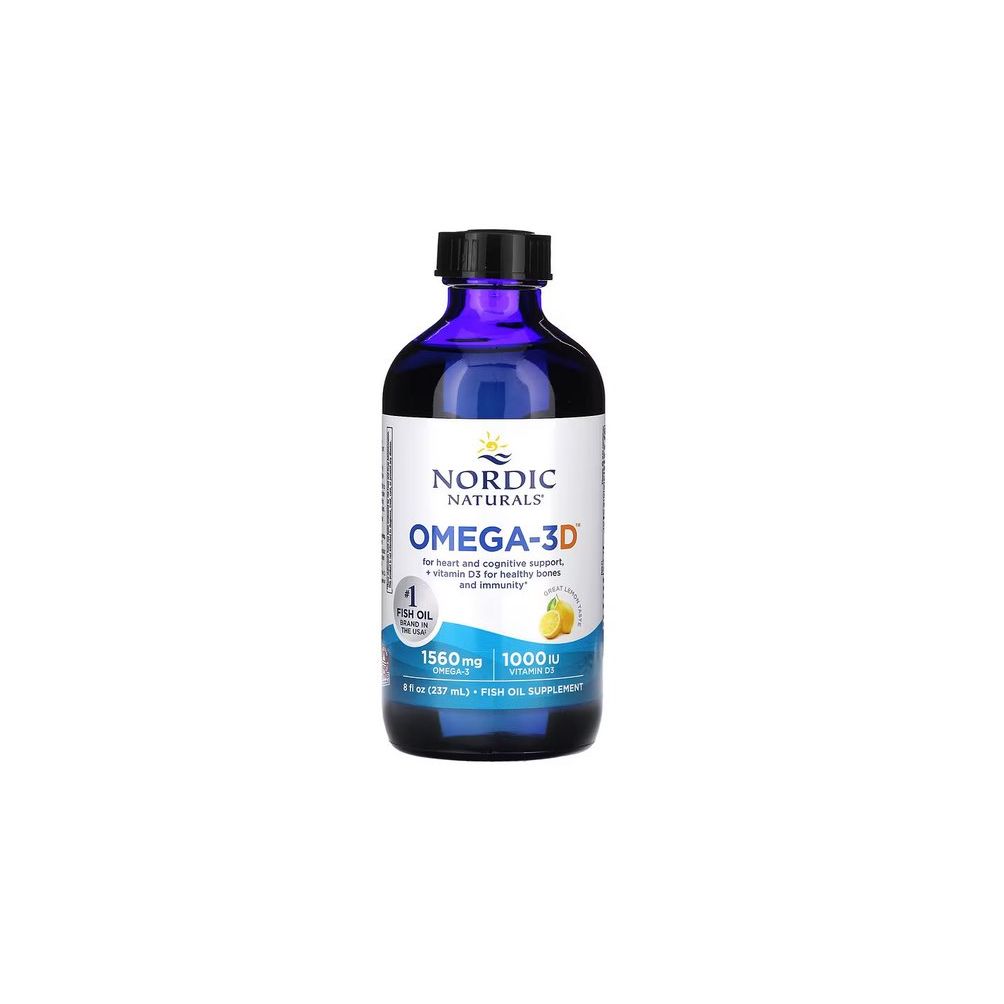Nordic Naturals Omega-3-Vitamin D 1560 mg Zitrone, 237 ml Flasche.