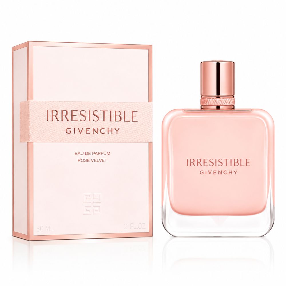 Givenchy Irresistible Rose Velvet Eau de Parfum Flakon und Verpackung.