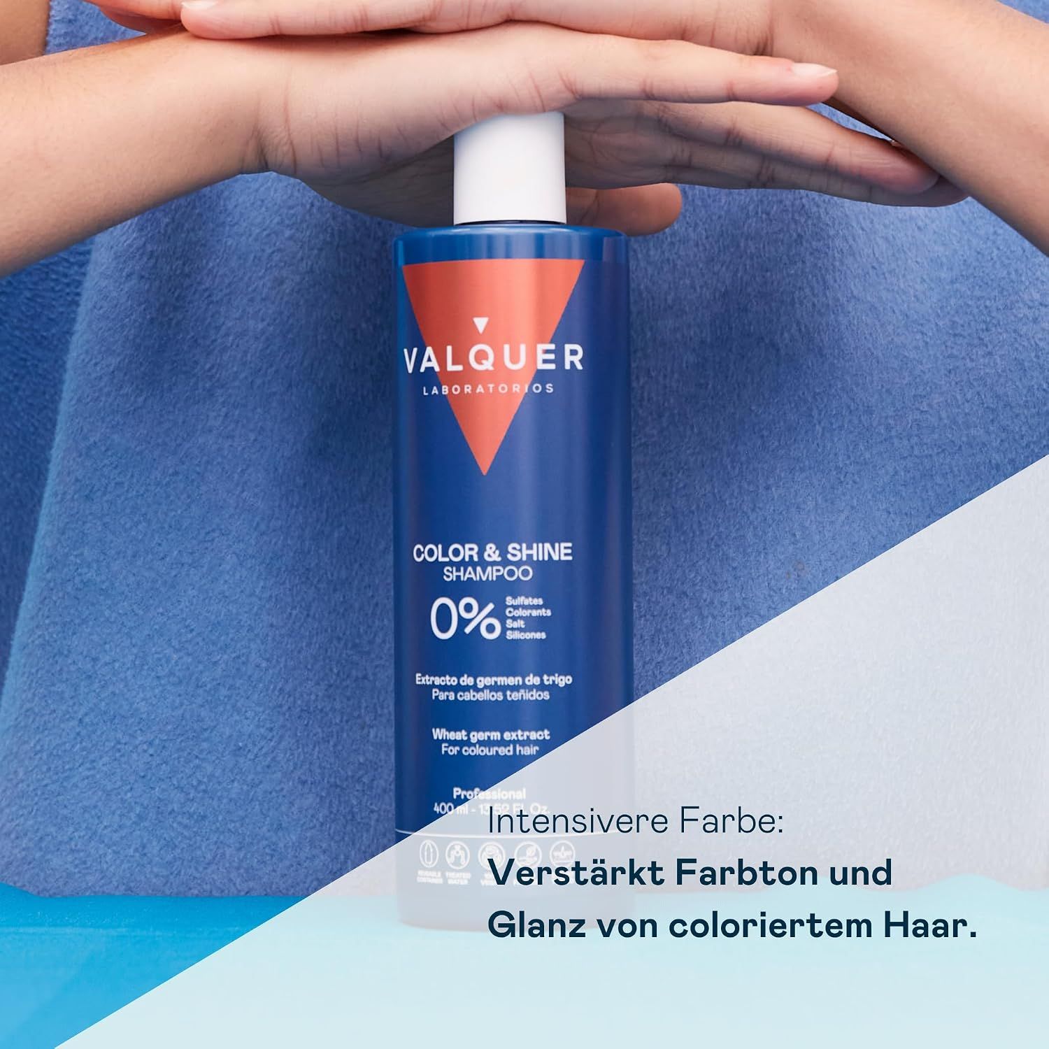 Valquer Color & Shine Shampoo, 400ml Flasche für coloriertes Haar, 0% Sulfate.