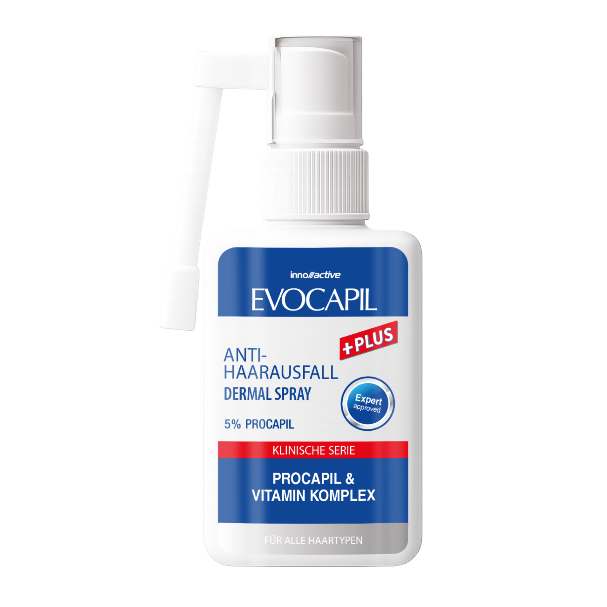 Evocapil Plus Anti-Haarausfall Dermal Spray. 5% Procopil. Klinische Serie. Für alle Haartypen.