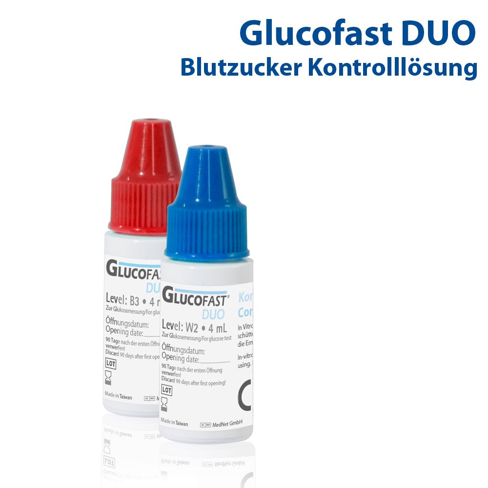 Glucofast Duo Blutzucker-Kontrolllösung - Zur Verwendung mit dem Glucofast Duo Blutzucker-Mess