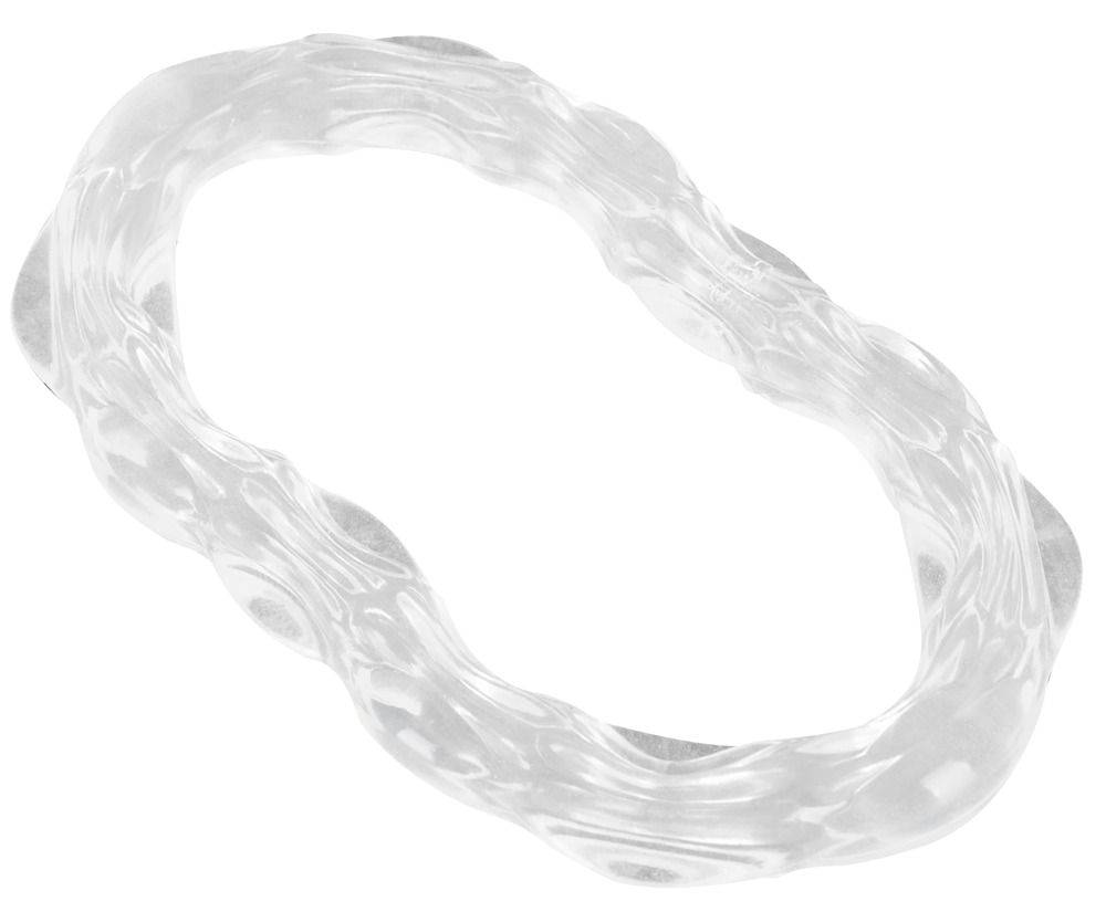 Transparenter Cock-&-Ball-Ring mit Strukturgriff. Geschwungene Form.