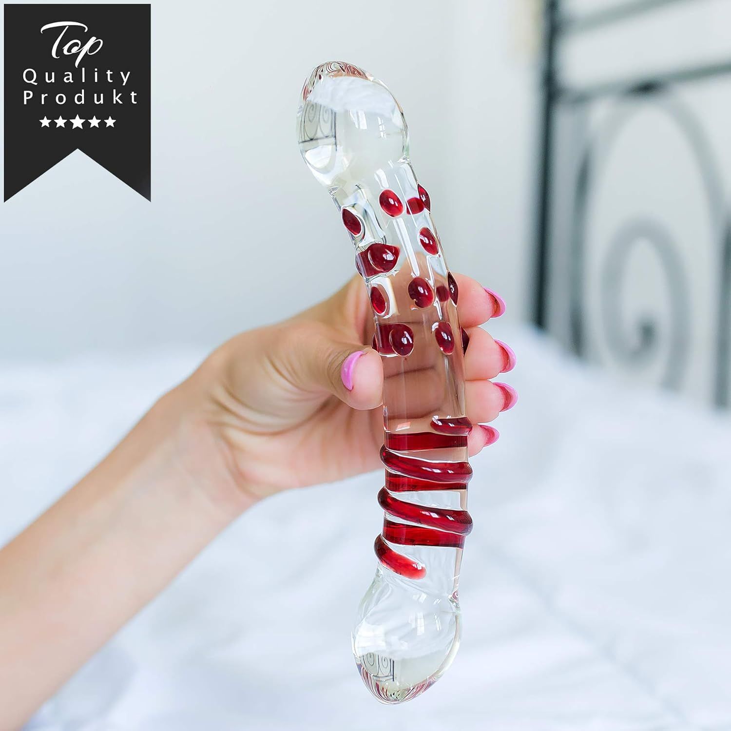 FOPS Glass dildo Rot 21 cm ⌀3,5cm Doppeldilos