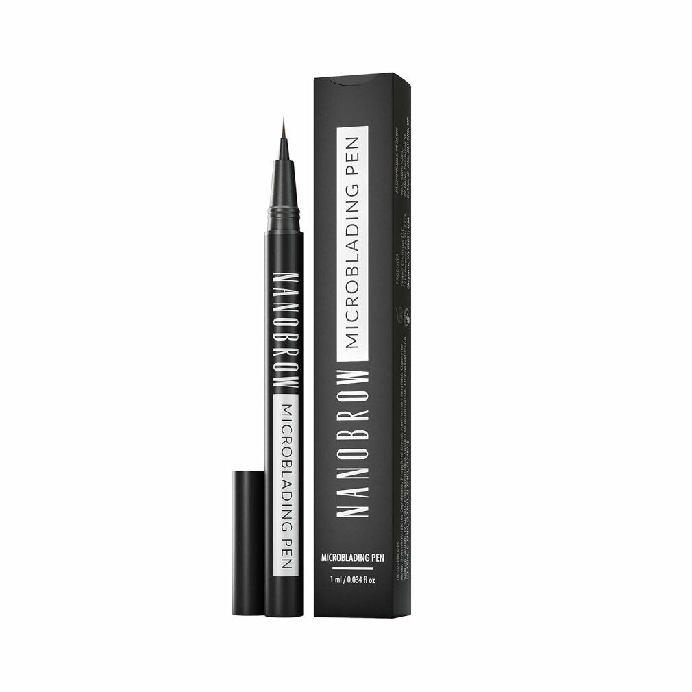 Schwarzer Stift mit Kappe und Verpackung. Aufschrift: Nanobrow Microblading Pen.