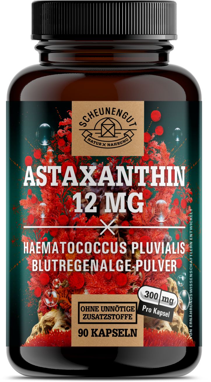 Scheunengut® Astaxanthin 12mg | 100% vegan | Antioxidans aus Blutregenalge Haematococcus Pluvialis