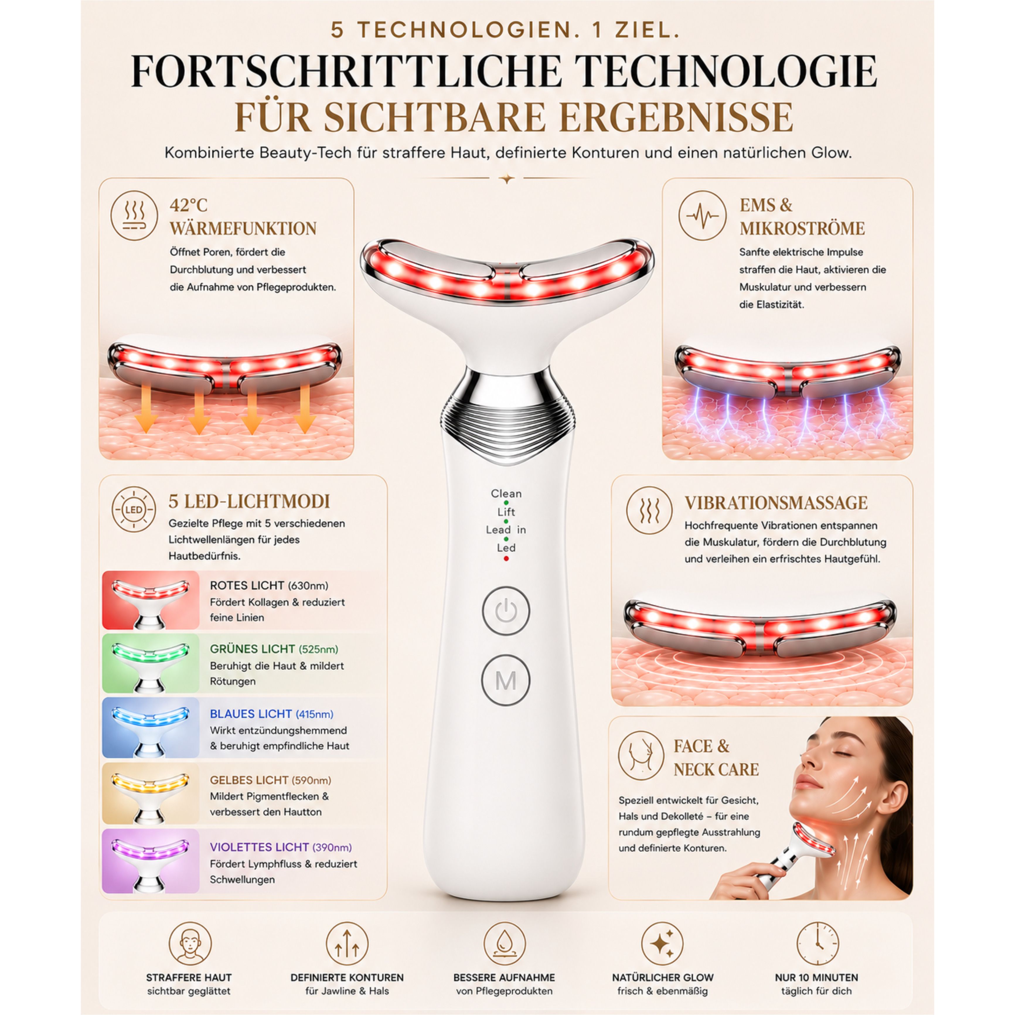 Lalano’S Cosmetics Gesichtsmassagegerät ÉLEVIA Face & Neck Sculptor
