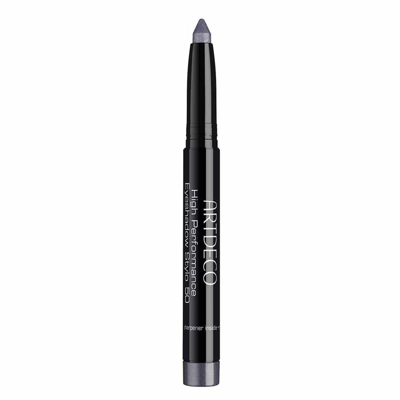 Artdeco High Performance Eyeshadow Stylo. Grauer Stift mit schwarzem Gehäuse. Produktname und Logo sichtbar.