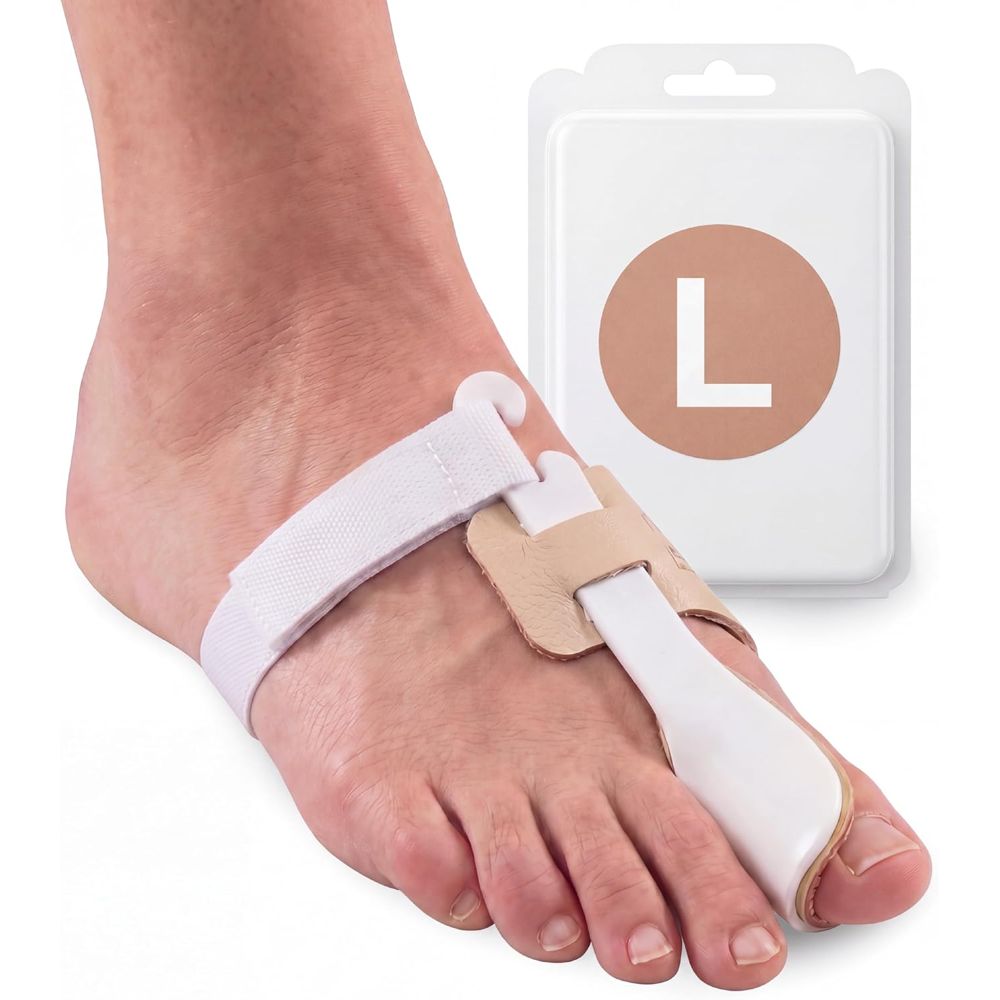 Fußbandage zur Korrektur des großen Zehs, Größe L, in Verpackung.