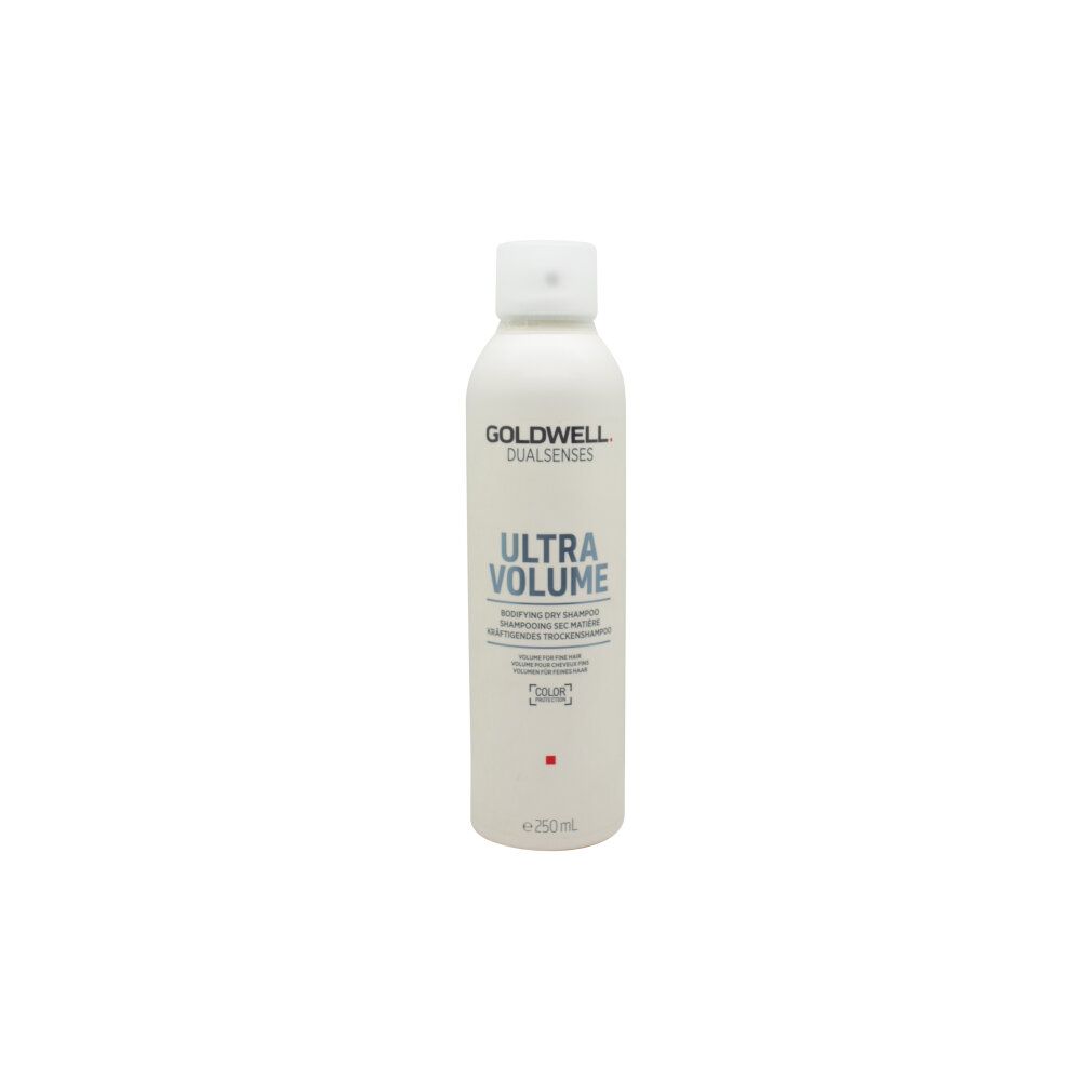Weißes Shampoo-Spray mit Aufschrift Goldwell Dualsenses Ultra Volume. 250 ml. Trockenshampoo.