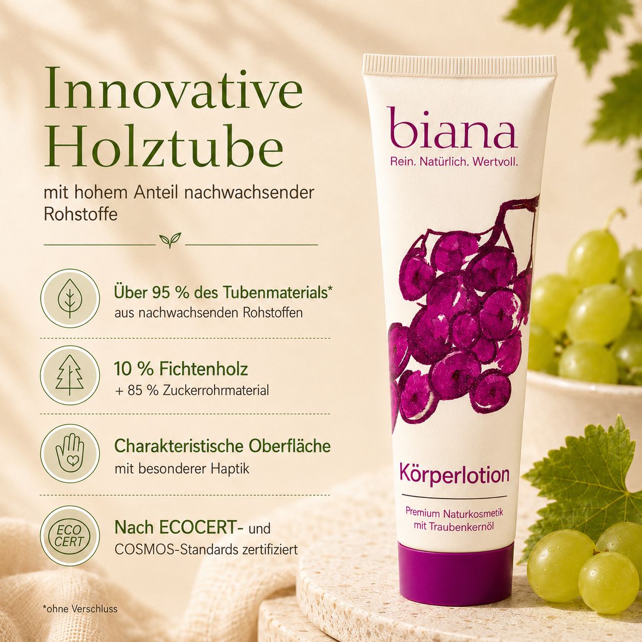biana Körperlotion – Premium Naturkosmetik mit Traubenkernöl OPC