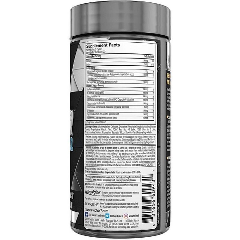 Rückseite der Dose. Schwarzes Etikett mit Nährwertangaben und Inhaltsstoffen. Text: "Supplement Facts".