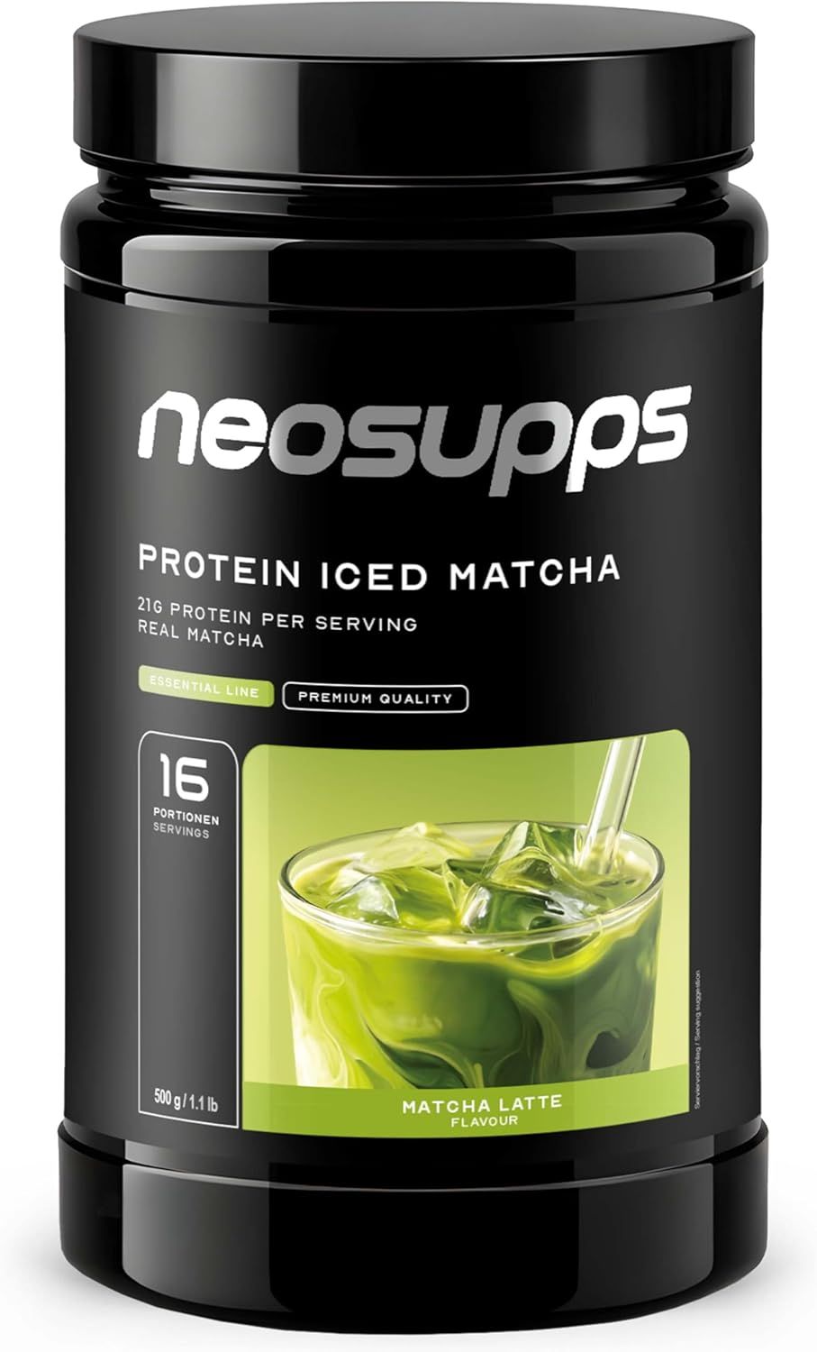 Neosupps Protein Iced Matcha Latte mit echtem Matcha, Eiweißpulver