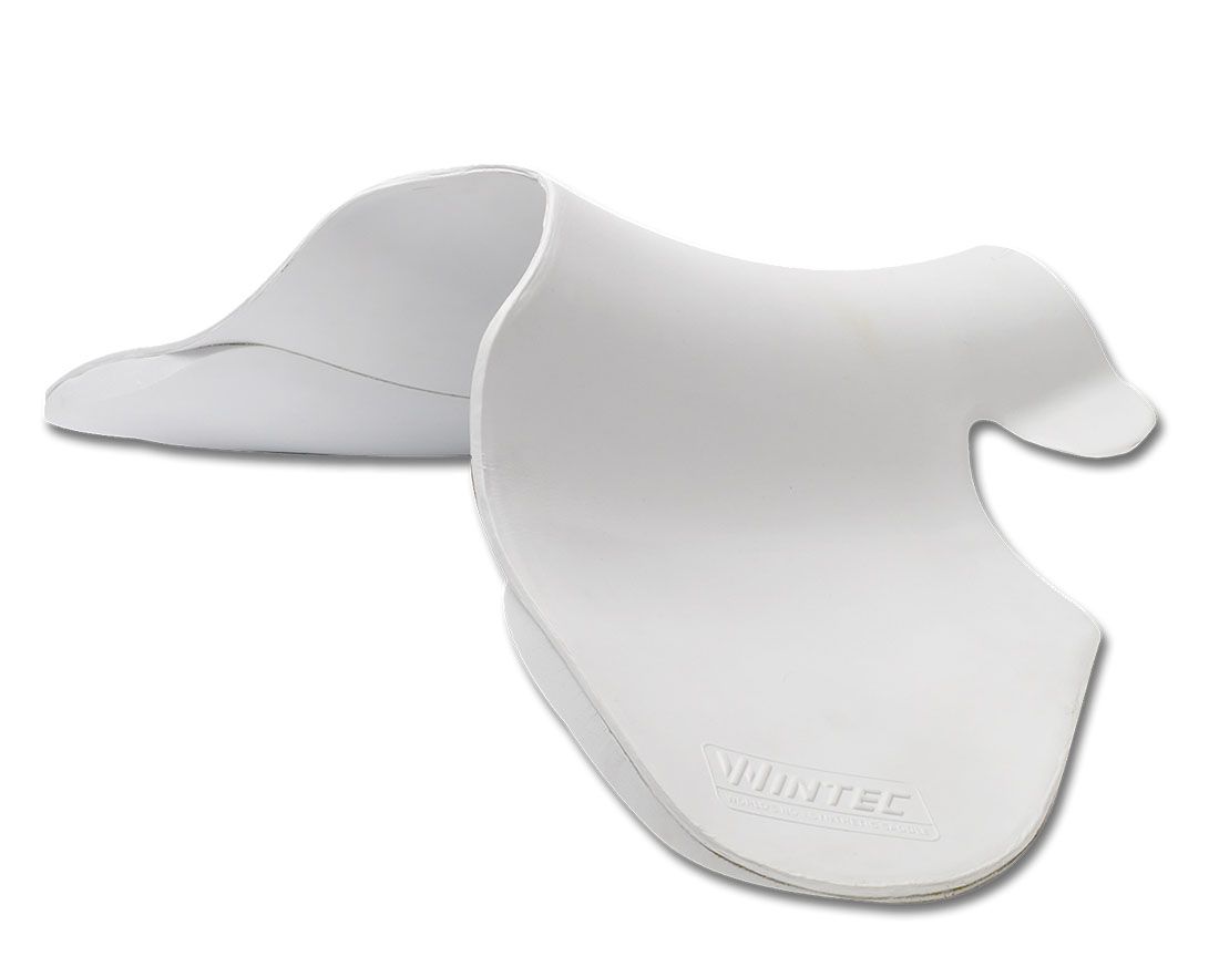 Weiße Sattelunterlage mit WINTEC-Logo. Geformt für den vorderen Bereich. 6 mm dick.