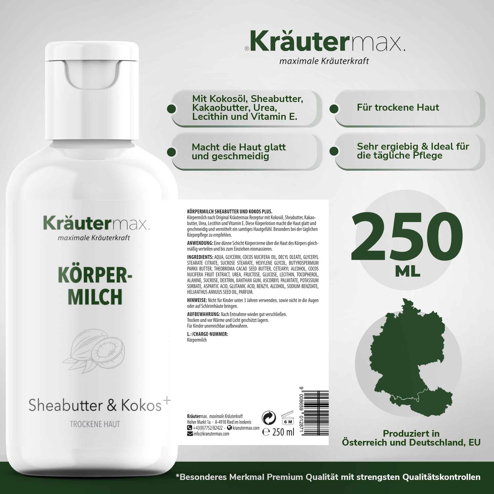 Kräutermax Körpermilch Sheabutter & Kokos plus