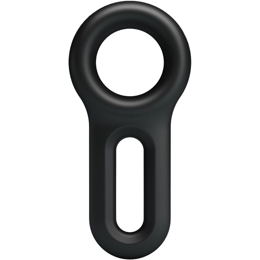 Schwarzer Penisring mit rundem Ring und länglichem Loch. Aus Silikon.