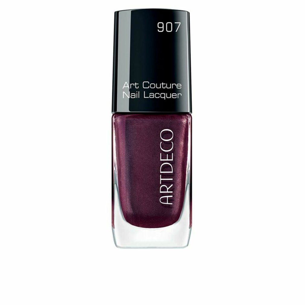 Artdeco Art Couture Nagellack, Farbton 907. Flasche mit dunklem Nagellack, schwarzem Deckel und Markenschriftzug.