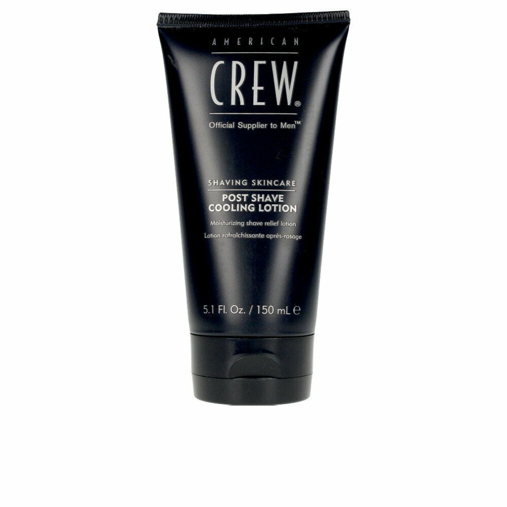 Schwarze Tube mit weißem Text. "American Crew" und "Post Shave Cooling Lotion" sind sichtbar. 150 ml.