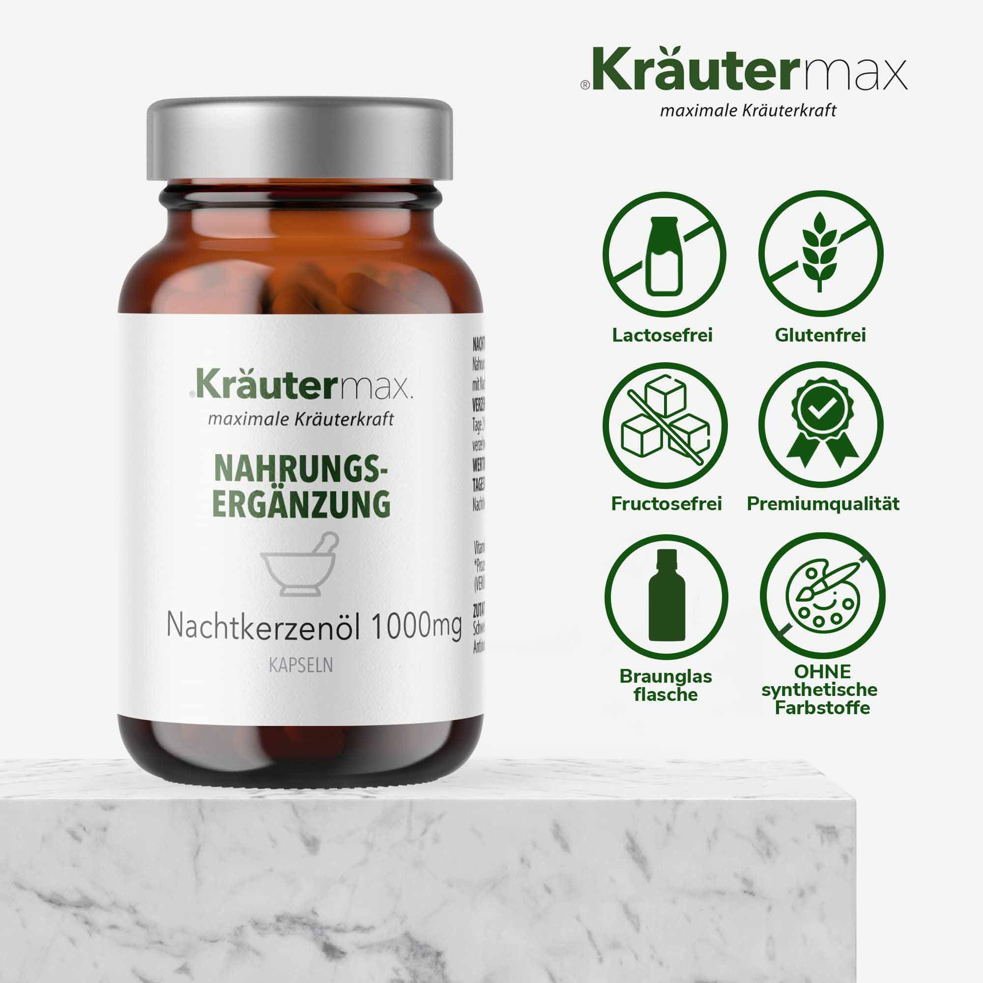 Kräutermax Nachtkerzenöl 1000 mg plus Vitamin E Kapseln